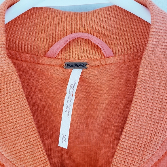 🚫SOLD🚫 Free People Orange Linen Bomber Jacket - Picture 8 of 8